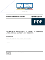 Norma técnica ecuatoriana para material de fricción de frenos de autos