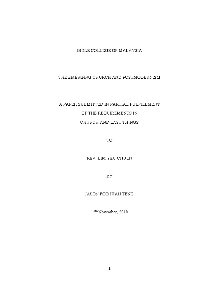 Have You Heard the Latest? The Emerging Church Movement and the Changing Landscape of Christianity