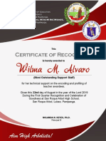 Wilma M. Alvaro: (Most Outstanding Support Staff)