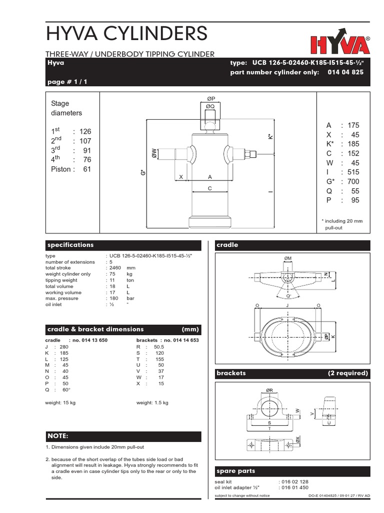 Hyva Cylinders ThreeWay / Underbody Tipping Cylinder PDF Engine