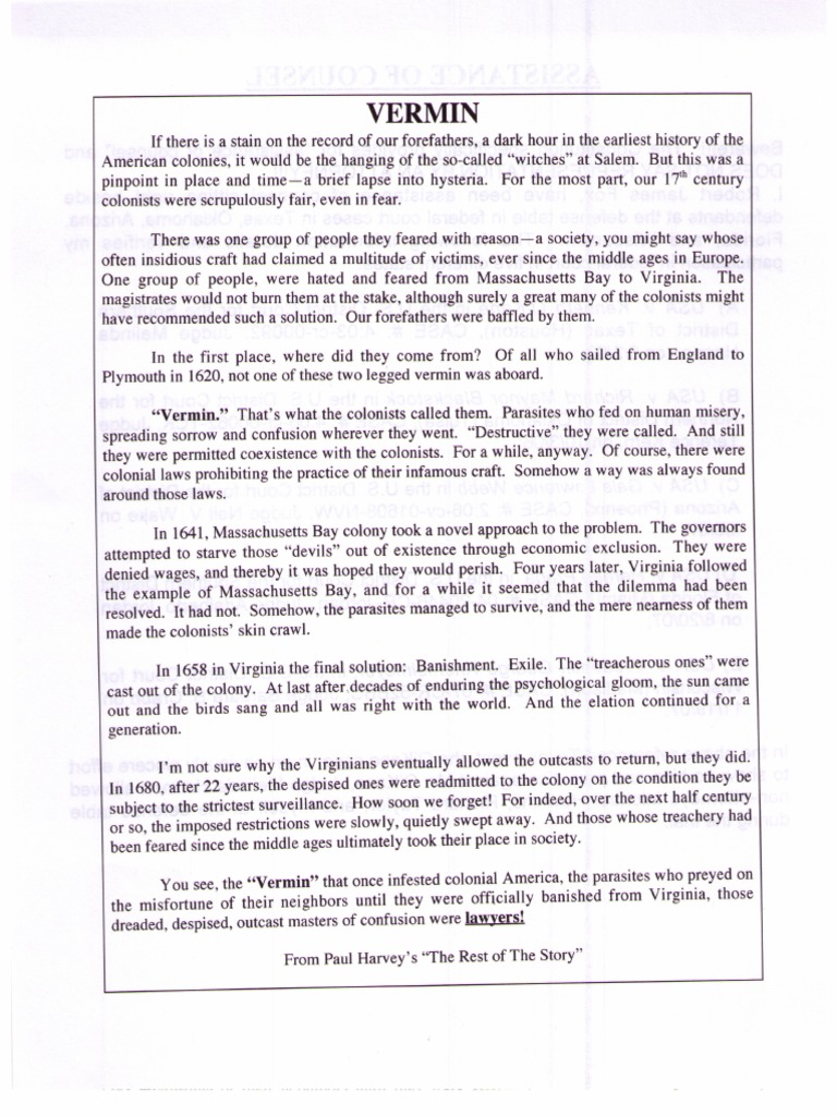 Vermin paul harveys rest of the story pdf
