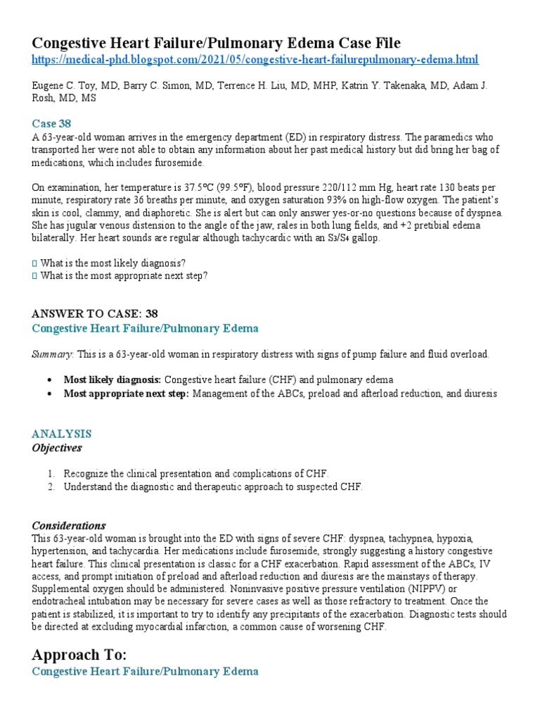 Congestive Heart Failure Pulmonary Edema Case File Pdf