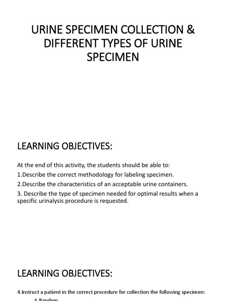 Urine Specimen Collection & Different Types of Urine Specimen PDF