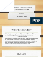 DEVELOPING A POSITIVE SCHOOL CLIMATE AND CULTURE