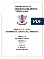 Lab Reports Mechanics, Heat & Vibrations