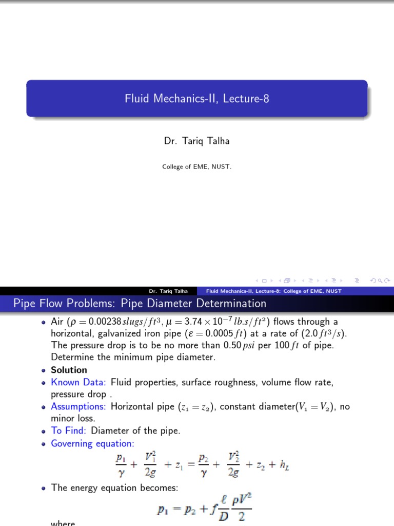 Pipe Diameter Calculation in Fluid Mechanics | PDF | Drag (Physics ...