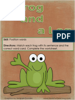 A Frog and A Log Position Words Activity