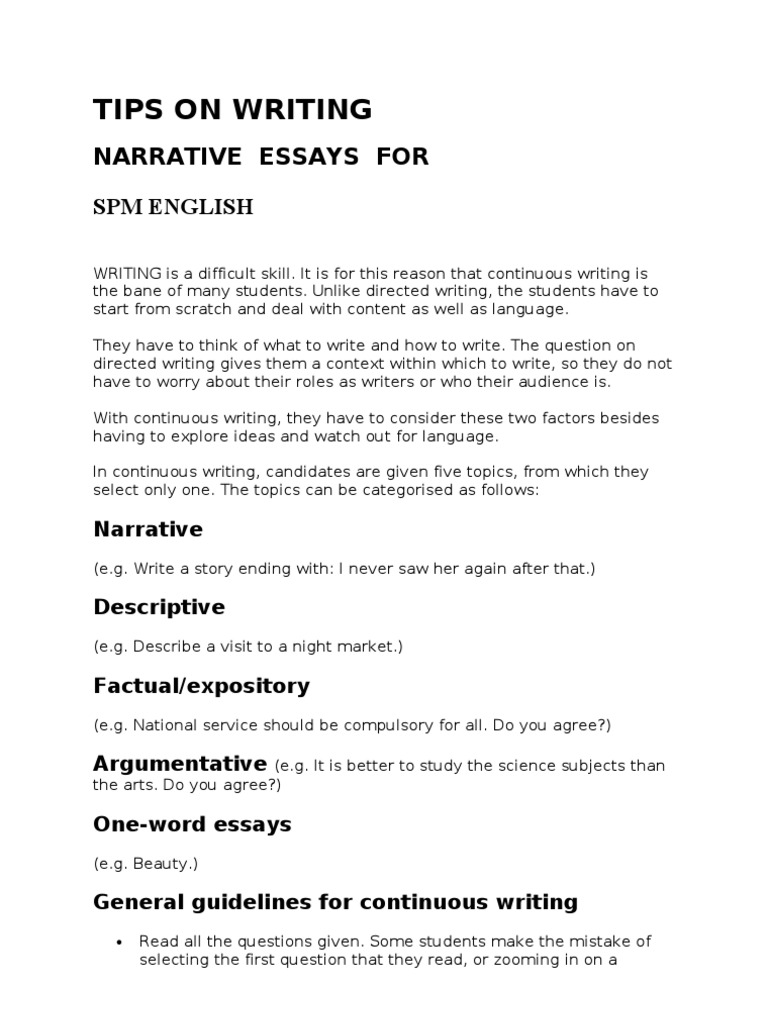 tips for writing a narrative essay