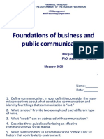 Foundations of Business and Public Communication: Margarita V. Ryazantseva PHD, Associate Professor