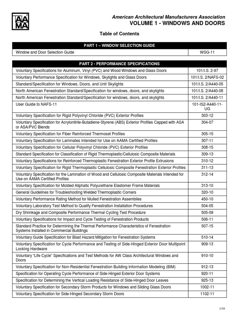 AAMA Standards Windows Doors PDF Window Wall