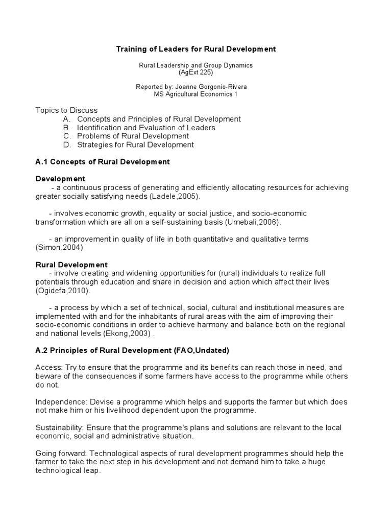 Rural Leadership Training Strategies | PDF | Rural Development | Leadership