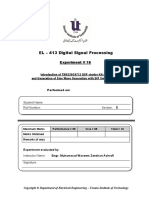 EL - 413 Digital Signal Processing: Experiment # 10