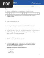 Unit 2 Data Representation: Worksheet 3 Characters