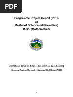 Programme Project Report (PPR) of Master of Science (Mathematics) M.Sc. (Mathematics)