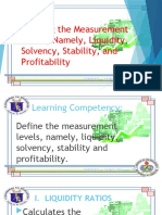 Measurement Levels Liquidity Solvency Stability Profitability
