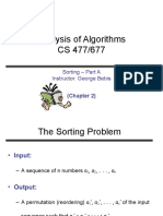 Analysis of Algorithms CS 477/677: Sorting - Part A Instructor: George Bebis