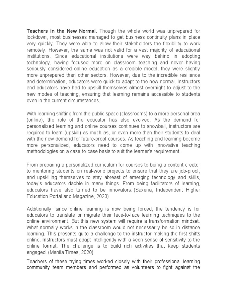 Teachers Adapting to Online Learning | PDF | Learning | Philosophy Of ...