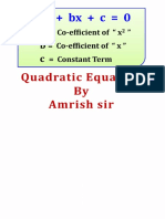 Ax' + BX +C 0: Quadratic Equation