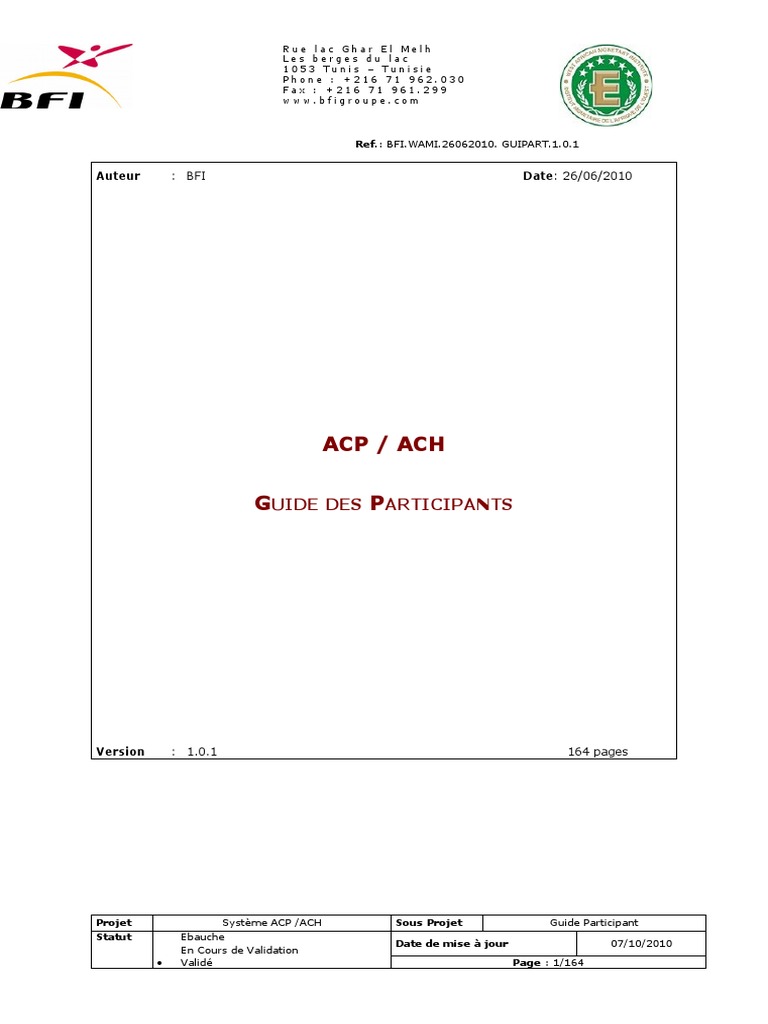Guide de Participation au Système ACP/ACH | PDF | Compensation (Finance ...