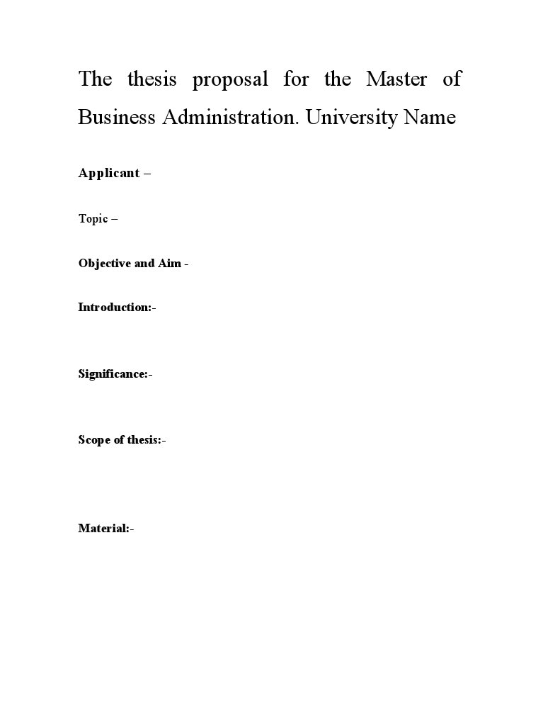 MBA Thesis Proposal Overview | PDF