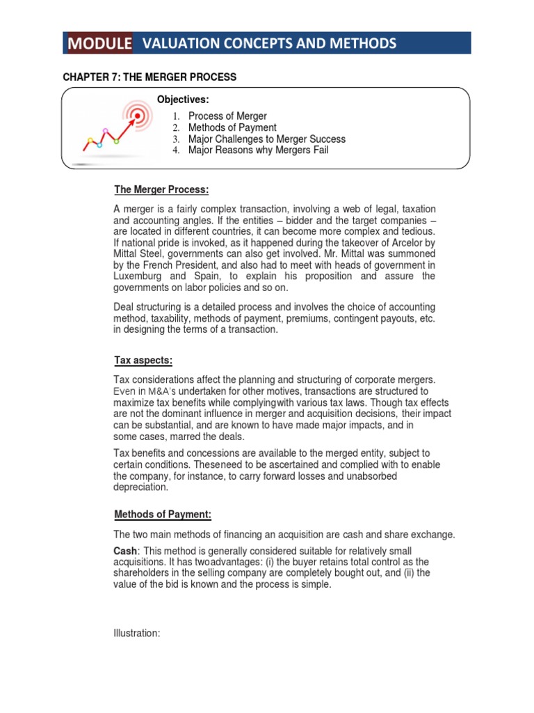 Merger Process: Challenges & Payment Methods | PDF | Due Diligence ...
