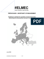 Welmec: Prepackages - Uncertainty of Measurement