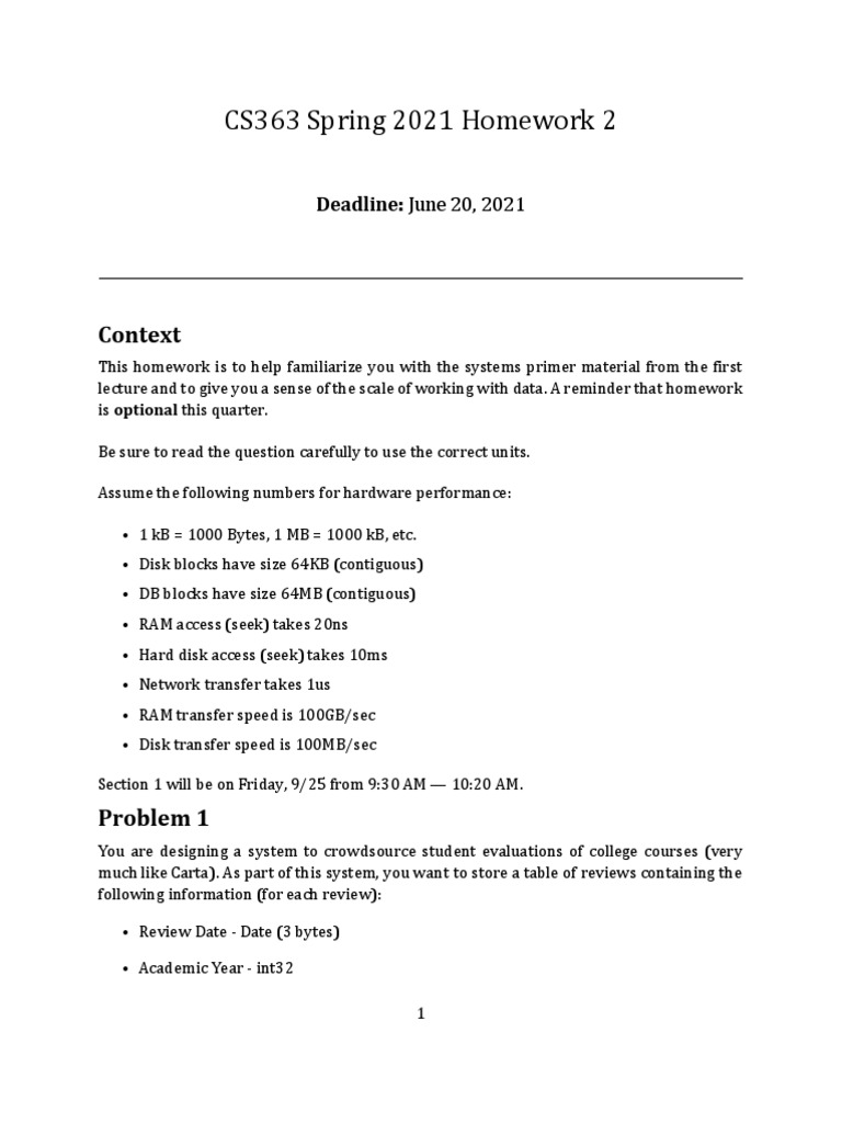 CS363 Spring 2021 Homework 2 | PDF | Integer (Computer Science) | Data Type