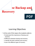 Database Backup And: Recovery