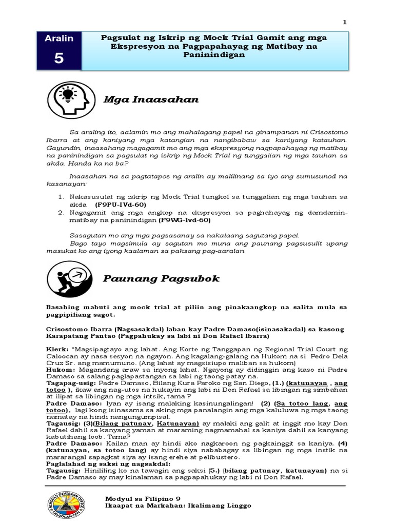 Filipino 9 Q4 Week 5 Pdf