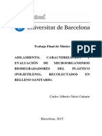 01 Aislamiento, Caracterización y Evaluación de Microorganismos Biodegradadores Del Plástico (Polietileno), Recolectados en Relleno Sanitario