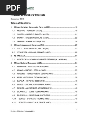 Register Of Members Interests Politics Of Africa Government Related Organizations