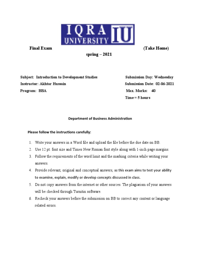 Ids Paper For Iu Spring 2021 | PDF | Human Development Index | Business