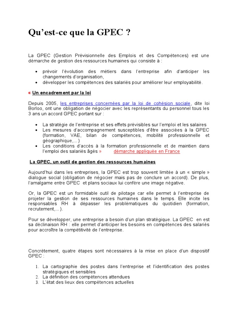 GPEC | PDF | Gestion des ressources humaines | Sociétés