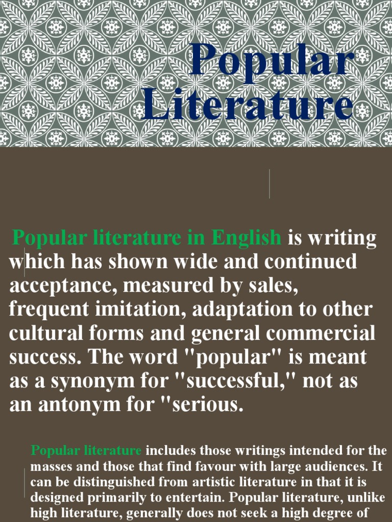 Understanding Popular Literature | PDF | Young Adult Fiction | Genre