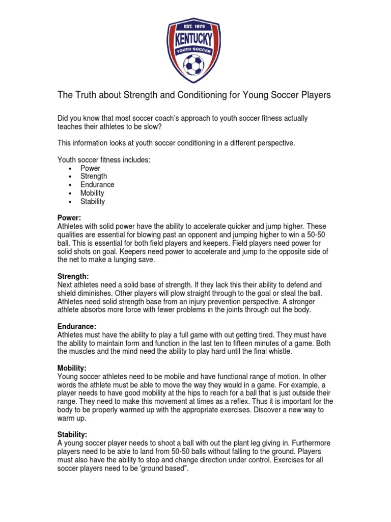 Youth Soccer Fitness: Key Conditioning Elements | PDF | Strength ...