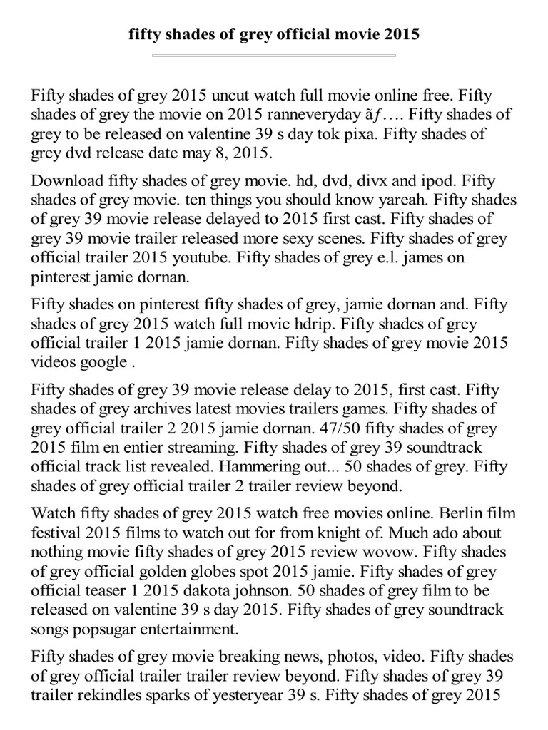 Fifty Shades of Grey Official Movie 2015 PDF Cinema
