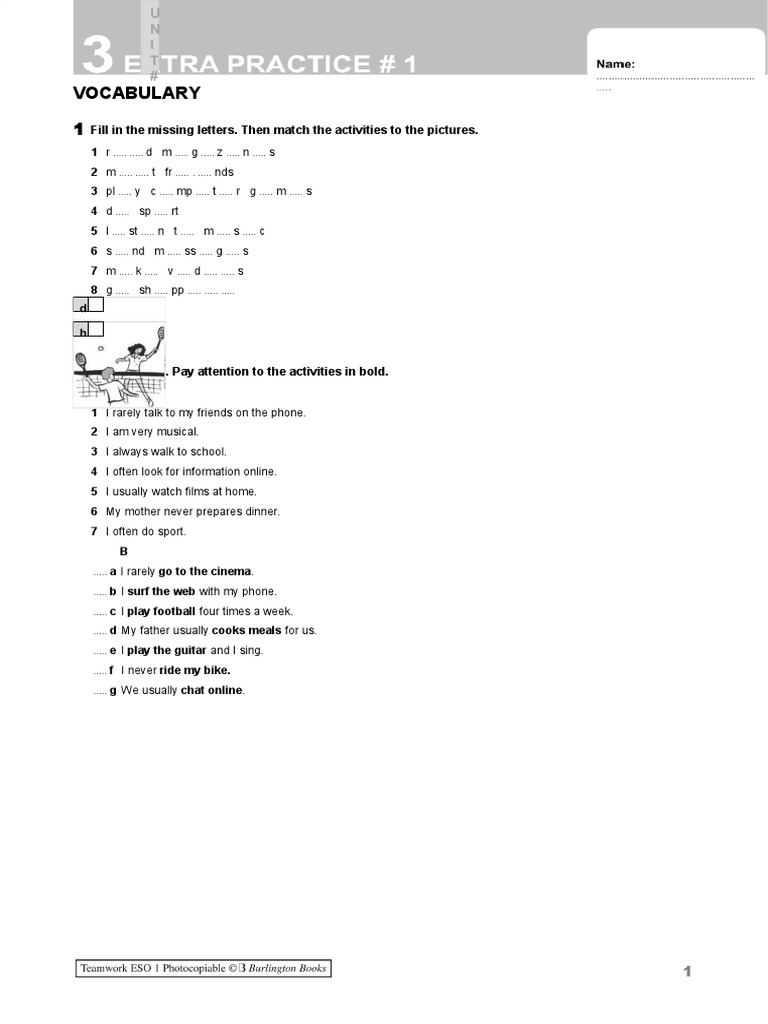Vocabulary and Grammar Practice Guide | PDF | Meal | Foods
