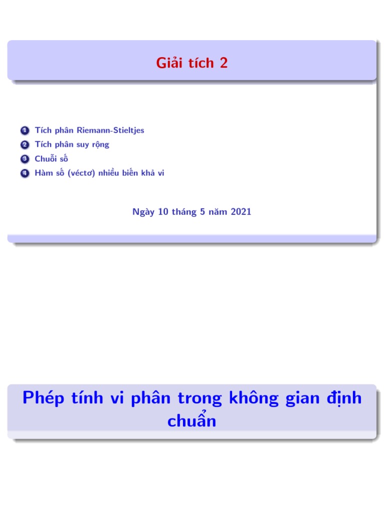 Giải tích 2: Tích phân Riemann-Stieltjes Tích phân suy rộng Chuỗi số ...