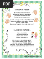 Canciones de saludo para niños | PDF | Artes del Lenguaje y Comunicación
