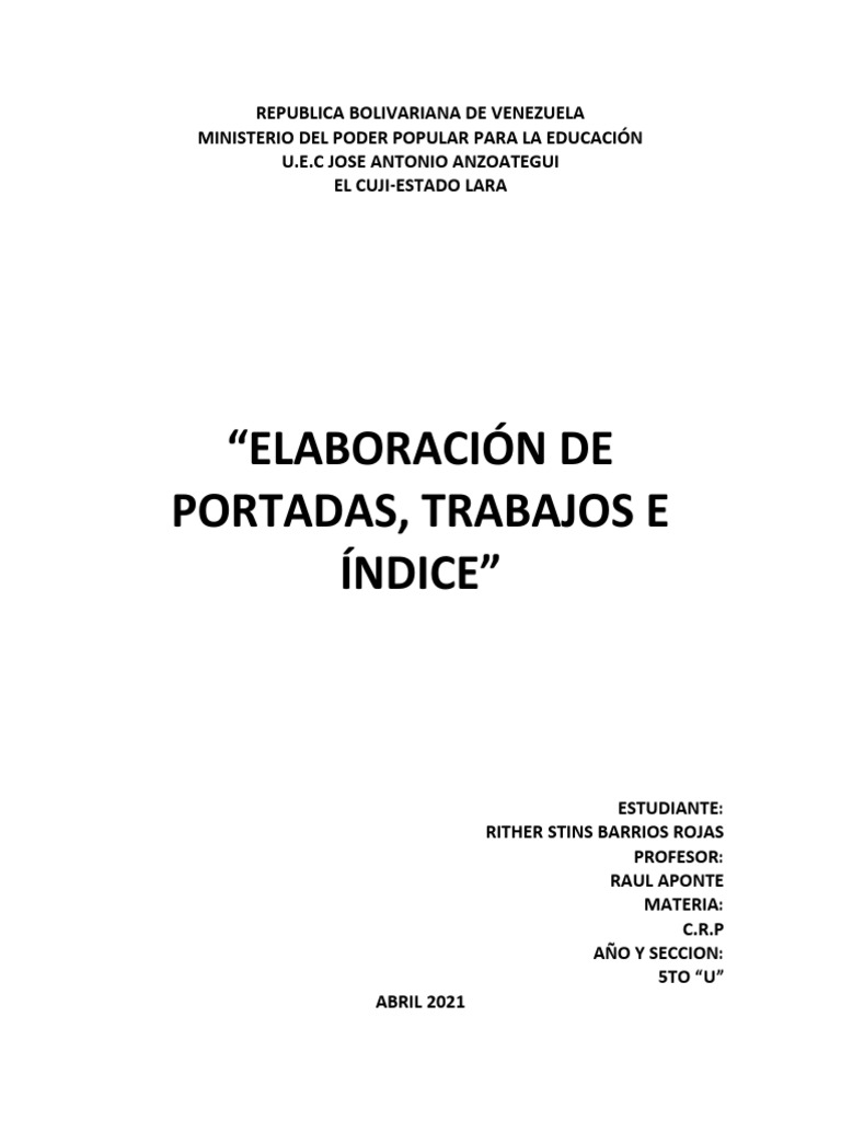 Elaboracion de Portadas | PDF | Educación avanzada