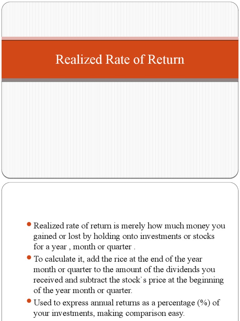 Understanding Realized Rate of Return | PDF | Bonds (Finance) | Interest