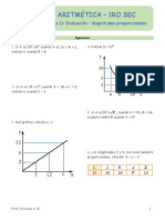Evaluación - Magnitudes proporcionales (1ro Sec - Aritmética - Tema 11
