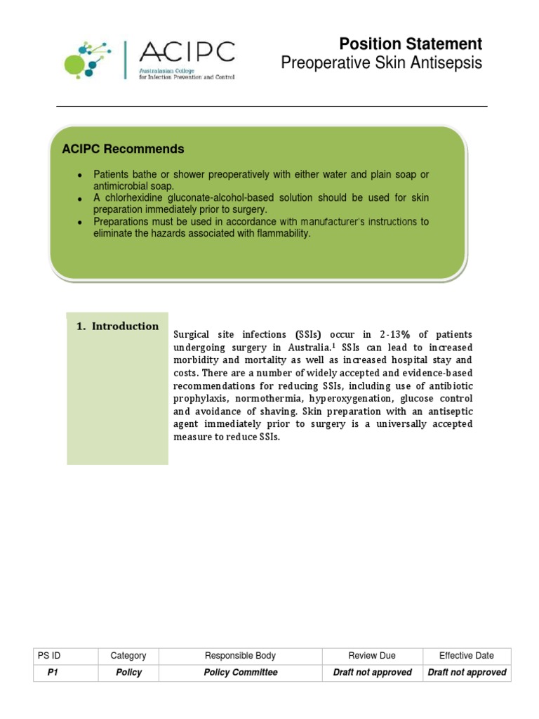 2016 - 13 - 8 ACIPC Position Preoperative Skin Antisepsis | PDF ...