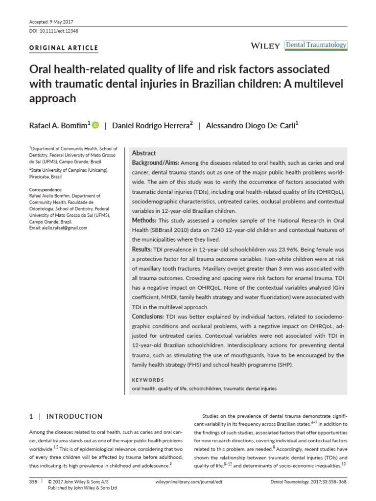 Oral Health-Related Quality of Life and Risk Factors Associated With ...