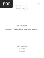 Assignment 1.1: Parts of Speech in Simple Present Sentences: National University College Health Sciences Department