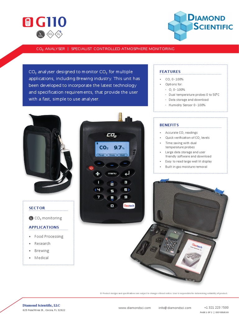 G110-10N Multipurpose CO2 and O2 Analyzer | PDF | Carbon Dioxide | Gases