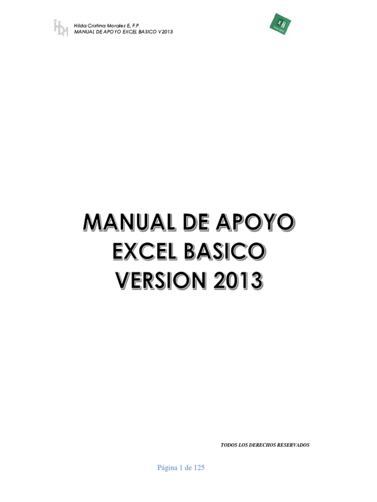 Manual Excel Básico 2013: Guía Completa | PDF | Microsoft Office ...