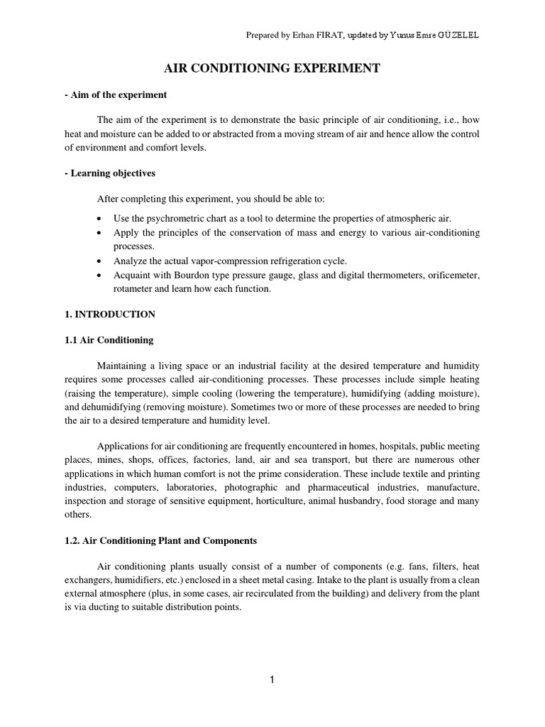 Air-Conditioning Experiment | PDF | Humidity | Relative Humidity