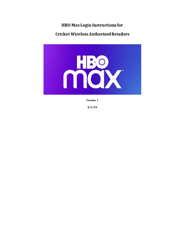 HBO Max Login Instructions - Cricket Wireless | PDF
