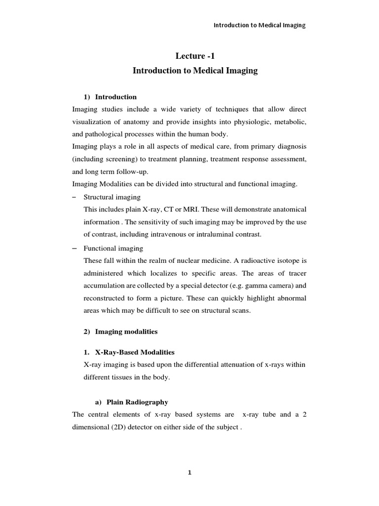 Overview of Medical Imaging Techniques | PDF | Medical Imaging ...